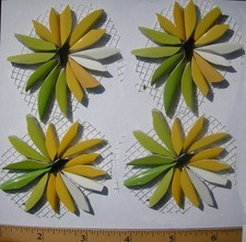 2" Yellow Green Floral Mosaic Tile Set 4 Daisy Tiles On Mesh