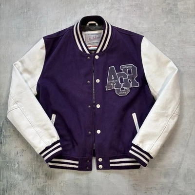 Redskins Varsity Lederjacke M/L Lila Weiß Lederärmel AAR Patch College Varsity - Bild 1 von 4