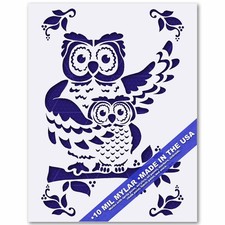 Owl Parent Baby Stencil Bird Wildlife 10 Mil Mylar Reusable Template