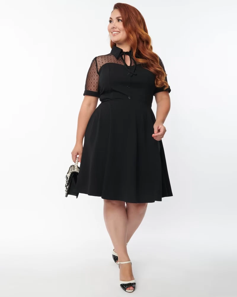 Plus size black clearance fit and flare dress