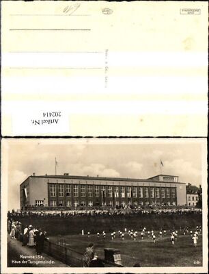 202414,Meerane i. Sachsen Foto Ak Haus d. Turngemeinde Sport Turner 