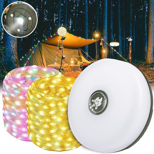 LED Camping Lichterkette Aufrollbar Magnet Wasserdichte Tragbare FairyLights 10m - Bild 15 von 16