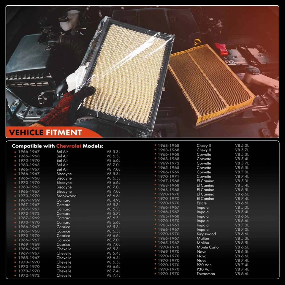Filtro de aire del motor para Chevrolet Malibu 1965-1967 Buick Electra Cadillac Seville Foto 4 de 4