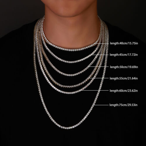 REAL 3mm MOISSANITE Silver Tennis Chain Necklace - VVS D Color - Passes Tester