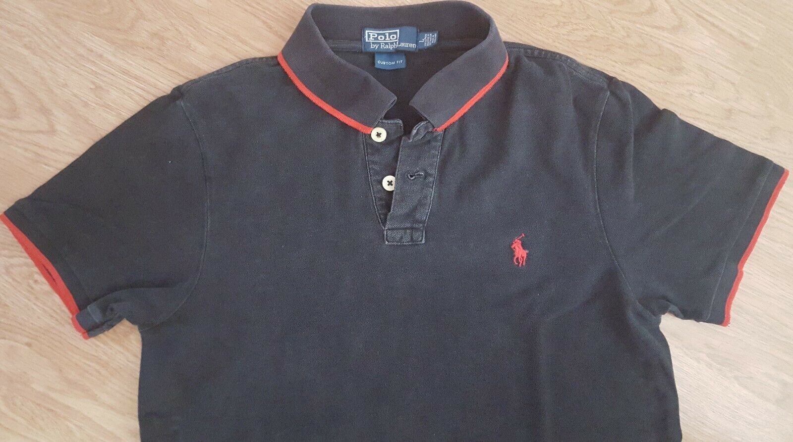 PONY Polo Ralph Lauren maglietta nera vestibilità personalizzata taglia L