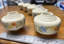 SET of 6 Vintage Floral Porcelain Ceramic Bed Post Ornaments Finials