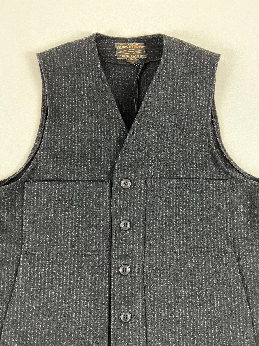 FILSON MACKINAW WOOL VEST CHARCOAL BLACK/ROPE STRIPE M MWT SOLD OUT LAST ONE