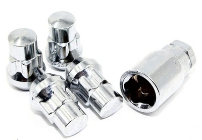 4 12x1.25 Security Wheel Locks W/ Key Chrome 1.4'' Acorn Cone Seat 