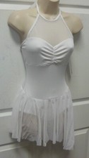 Asymmetrical mesh halter lyrical dress White Body Wrappers K262 Ladies sizes