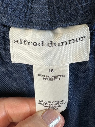 Alfred Dunner Slacks Dress Pants Women's 18 Navy Elastic Waist Side Pockets NWT - 第 4/6 張圖片