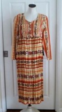 Carole Little Vtg 90s Artsy Cottagecore Smock/Pleat Modest Midi Dress 12 M L NWT