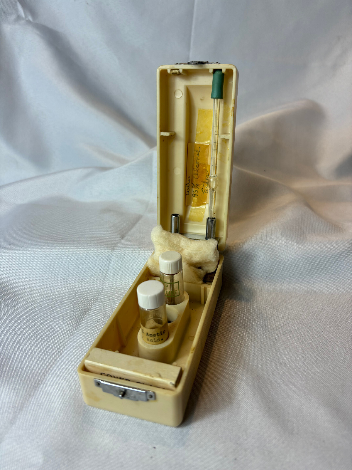 Art Deco BARD PARKER Blood Test Kit Dropper Cover Glass Empty Bottles & Cotton