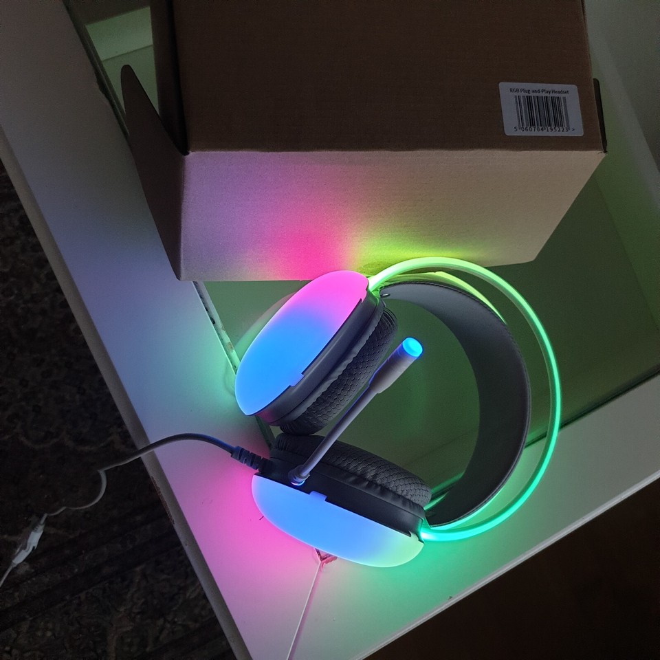 🎧 Stunning RGB LED Gaming Headset,USB Wired Headphones Mic for Xbox