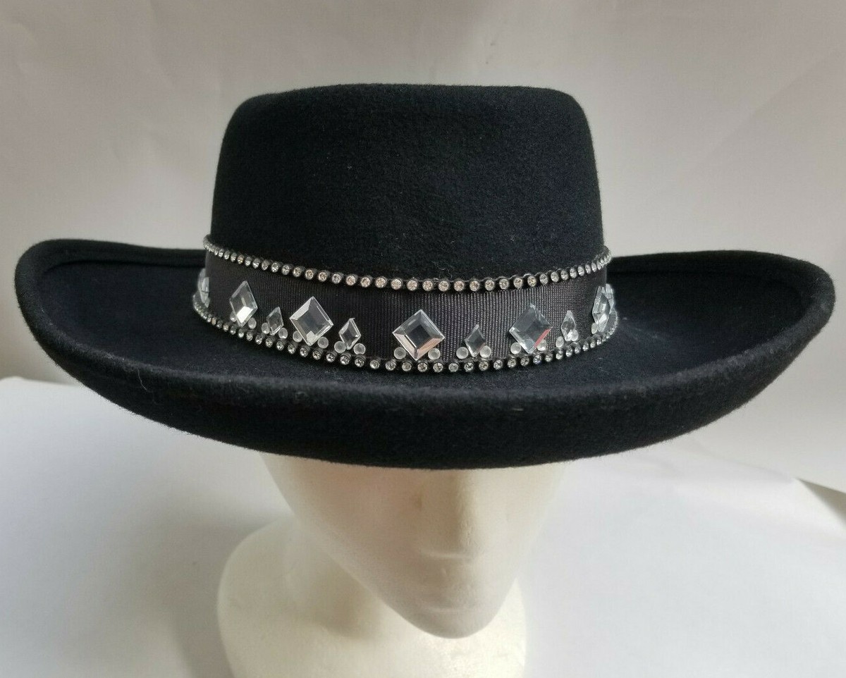 The Icing 100% Wool Black Hat Silver Stud Embellished | eBay display picture 2
