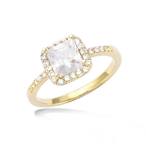 Bagues Dolly-Bijoux T50 à 64 – Camée Ovale Bleue, Zircon, Plaqué Or 18K