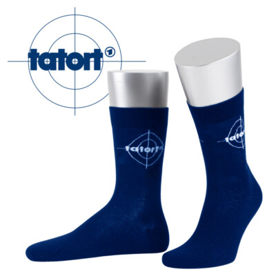 JD Freizeitsocken Tatort Socken marineblau Bio-Baumwolle Germany Gr. 35-50  TOP 
