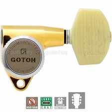 NEW Gotoh SG301-M01 MGT L3 R3 LOCKING Tuners w/ Large IVORY Buttons 3x3 - GOLD