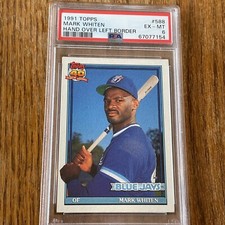 PSA 6 1991 Topps Mark Whiten  Hand Over Left Border Error Variation Card #588