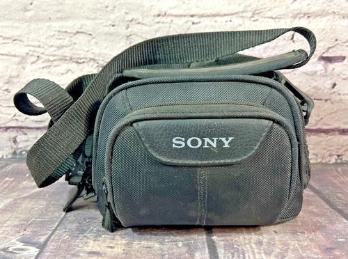 Sony Camera Camcorder Carry Bag LCS-VA15  2 Compartments w Neck Strap Black