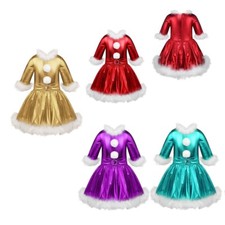 Kids Girls Cosplay Princess Xmas Costume Dance Christmas Dresses Stage Show