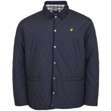 Men’s Lyle & Scott Quilted Jacket Size Large Dark Navy Blue Collared