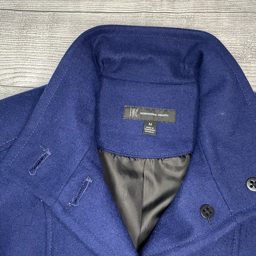 INC International Navy Wool Blend Peacoat Jacket Women’s L Winter Warm - Picture 4 of 7