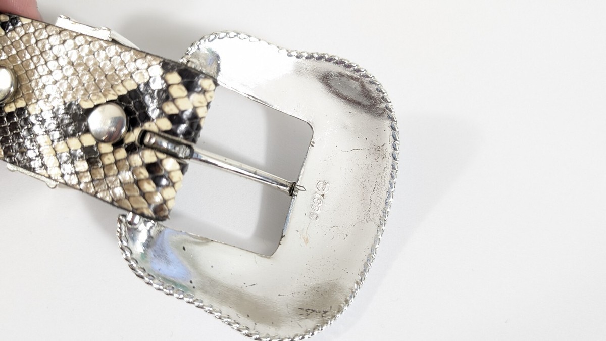 Studded Rhinestone Snake Skin Western Leather Belt Vintage  display picture 2