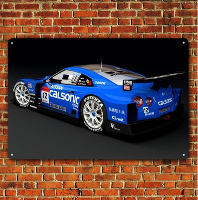 Nissan Skyline Gtr Calsonic Racing Car Metal Poster (8x12in) Garage Tin Sign