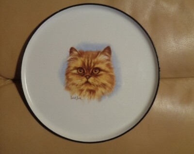 Emaillerie Normande Enamel Plate PERSIAN  CAT Derick Bown France