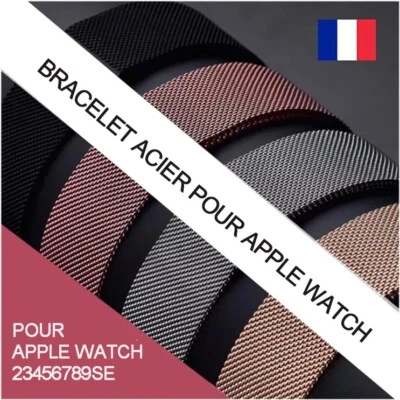 Bracelet pour Apple Watch Acier Inoxydable Métallique 23456789SE
