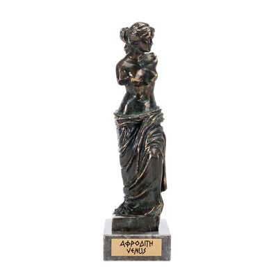 Aphrodite Zeus Daughter Greek Goddess Bronze Statue with Marble Base 6.88 Inches