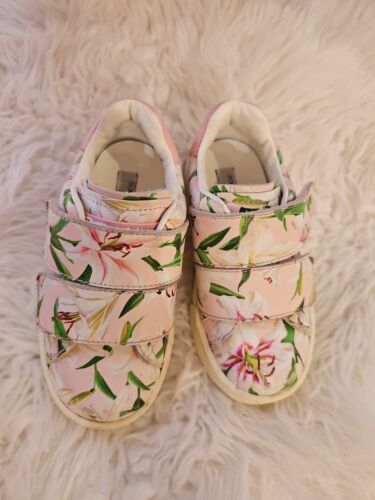 Dolce & Gabbana Girls Strap Sneaker Floral Pink 25 GUC - Afbeelding 1 van 9
