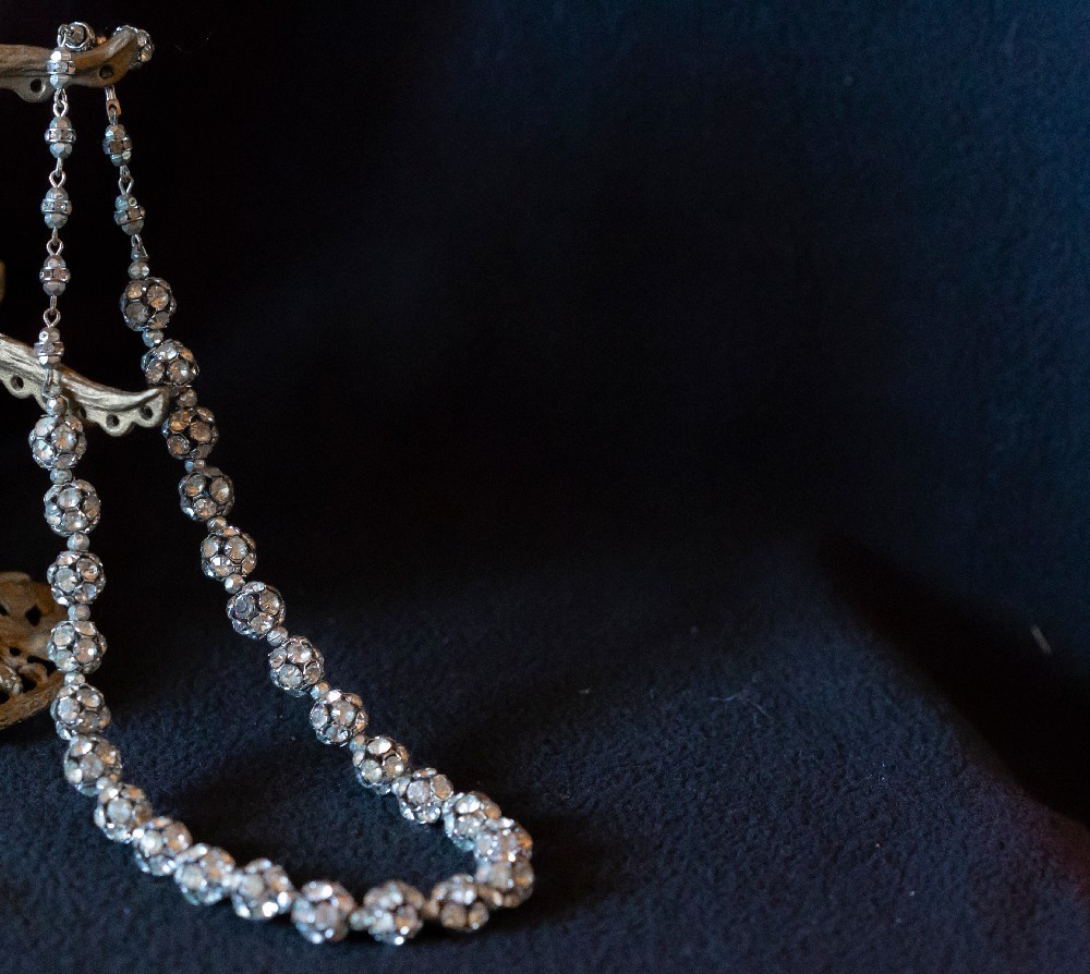 Vintage Rhinestone Choker Disco Ball Necklace 16" Ex.… Gem