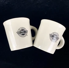 2 Steak n Shake Logo Mugs Oneida Diner Cups White Porcelain Excellent Condition