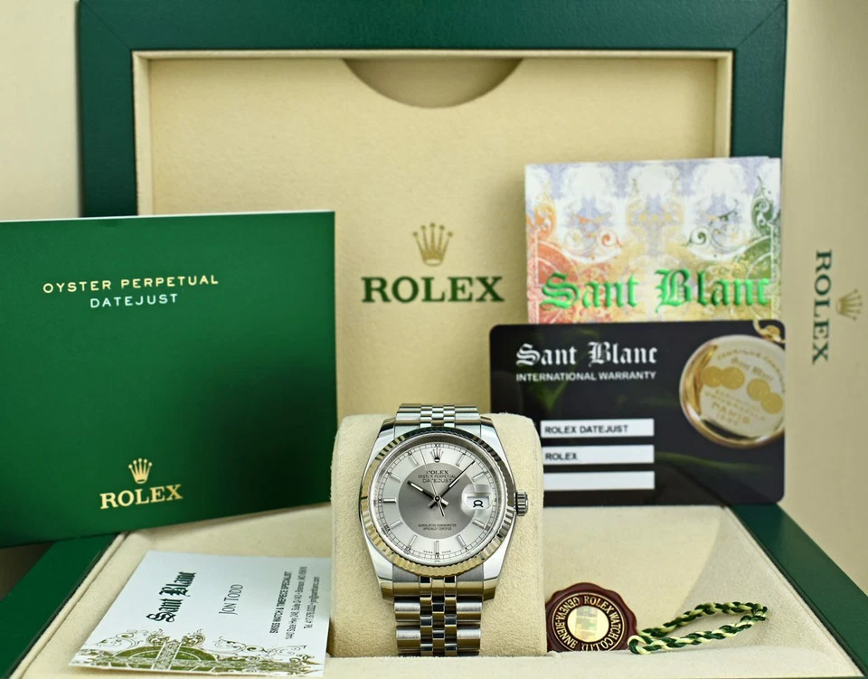 Rolex Rehaut 36 mm oro blanco y SS Datejust plata ojo de buey 116234 SANT BLANC