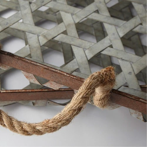 Cyan Design 09850 Prismo Galvanized And Jute Trays, Set of 2 - Picture 2 of 2