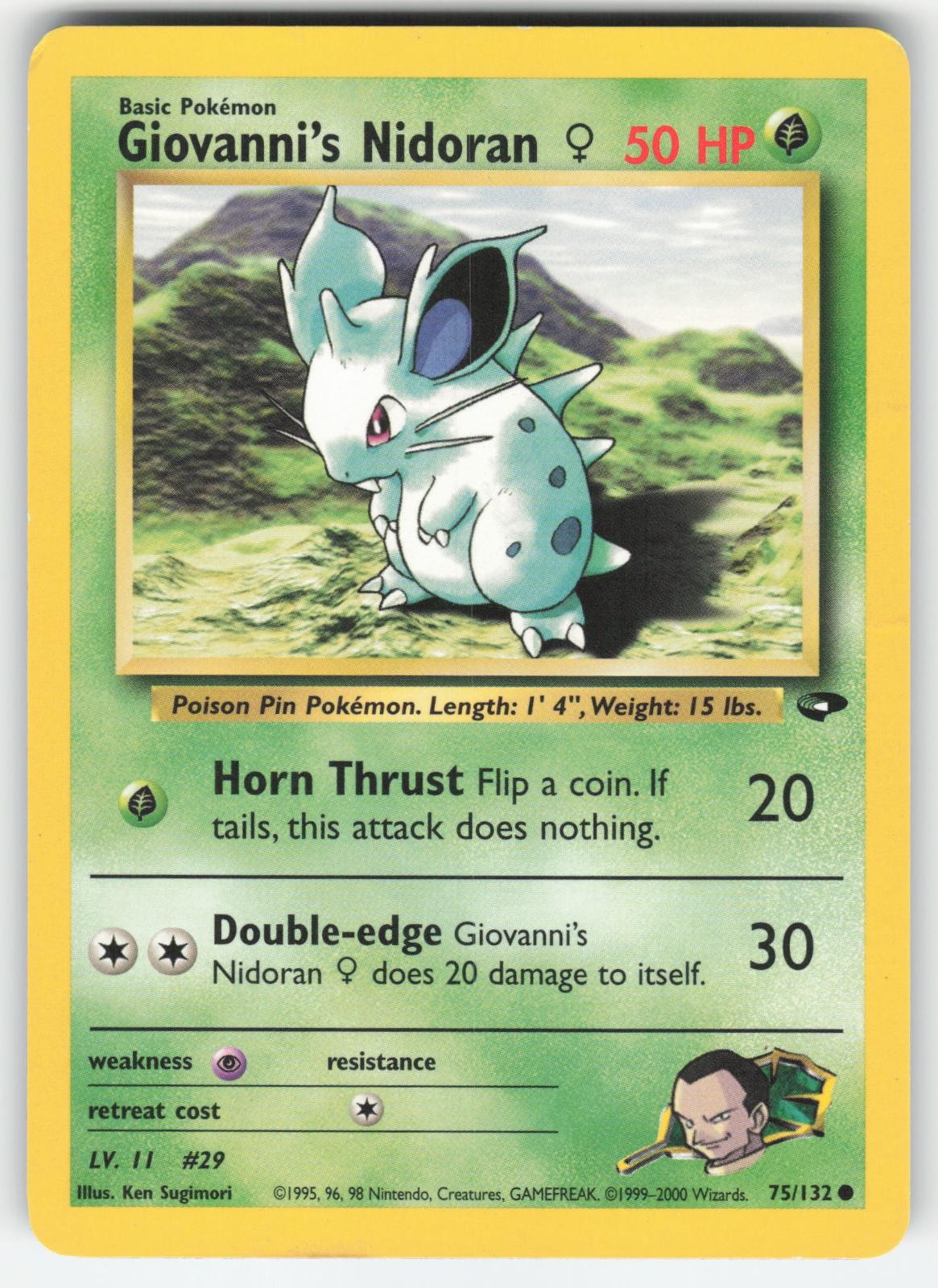 Giovanni's Nidoran F 75/132 Common Gym Challenge Pokemon Unlimited MP