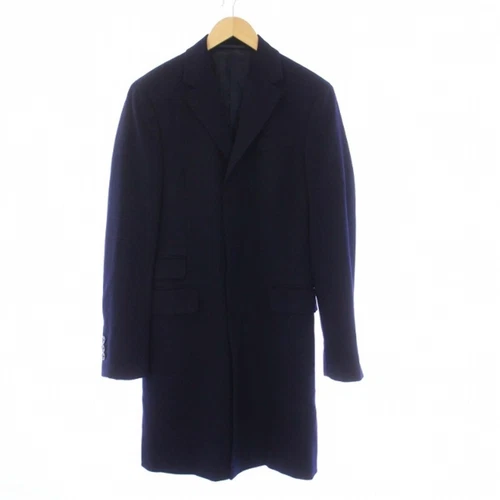 Prada Chester Cappotto Esterno Lungo Cashmere 100% Rapporto Ali Bottone 44R S Navy U