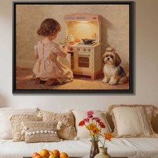 Shih Tzu Dog Oil Painting Wall Art Cute Dog Canvas Living Room Decor Print