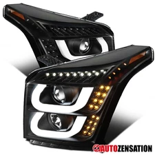 Fit 2015-2020 GMC Yukon XL Black LED Bar Projector Headlights Left+Right 15-20