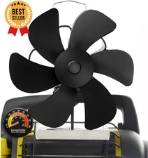 Heat Powered Stove Fan for Propane Heater w/ Bracket Thermoelectric Fireplace Fa