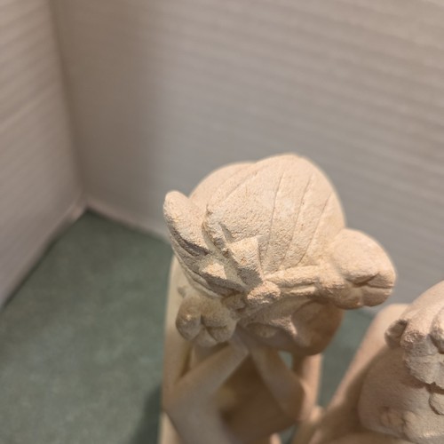 Set of 2, 6" Hand Carved Limestone Sculpture Statues Home Decor Artwork Stone - Picture 7 of 12