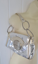 Ladies Silver & Gold Glossy Leather Top Handle Grab Bag By Karen Millen