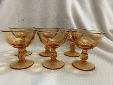 Qty 6 - Vintage Desert Red Amber by Tiffin-Franciscan Champagne/Sherbert Glasses