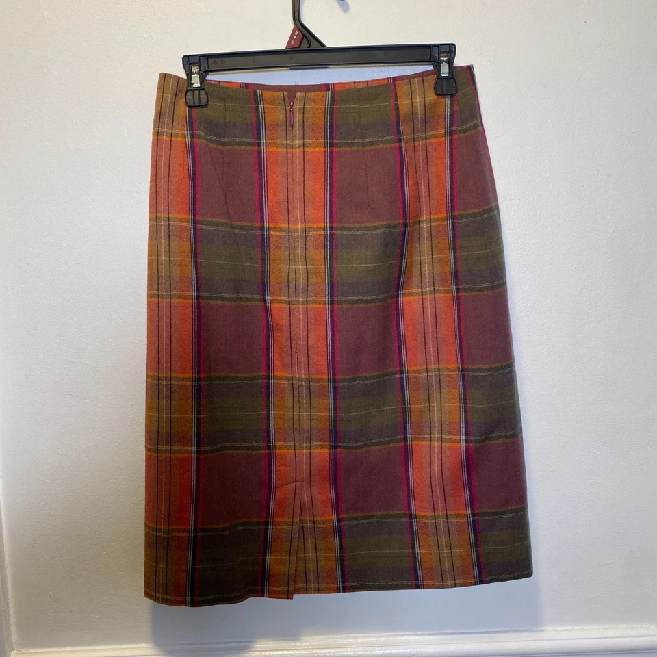 Classic Wool Plaid Skirt Fall Colors Lined A-Line by Chadwick’s Size 6 - Image 2 of 4