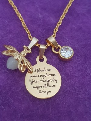 Glow in the dark Firefly and Jehovah Anhänger an goldener Edelstahl Kette