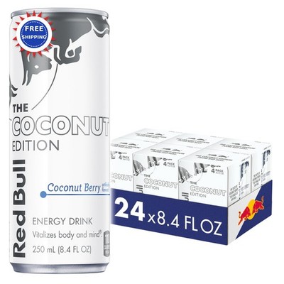 Red Bull Coconut Edition Energy Drink 8.4 Fl Oz 6 Pack Berry 80mg Caffeine plus