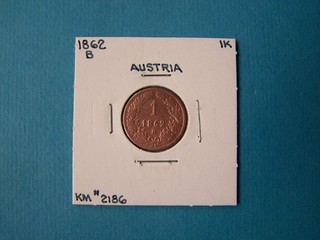 MONEDAS AUSTRIA AÑO 1862 "B" 1 Kreuzer bonita moneda de cobre.