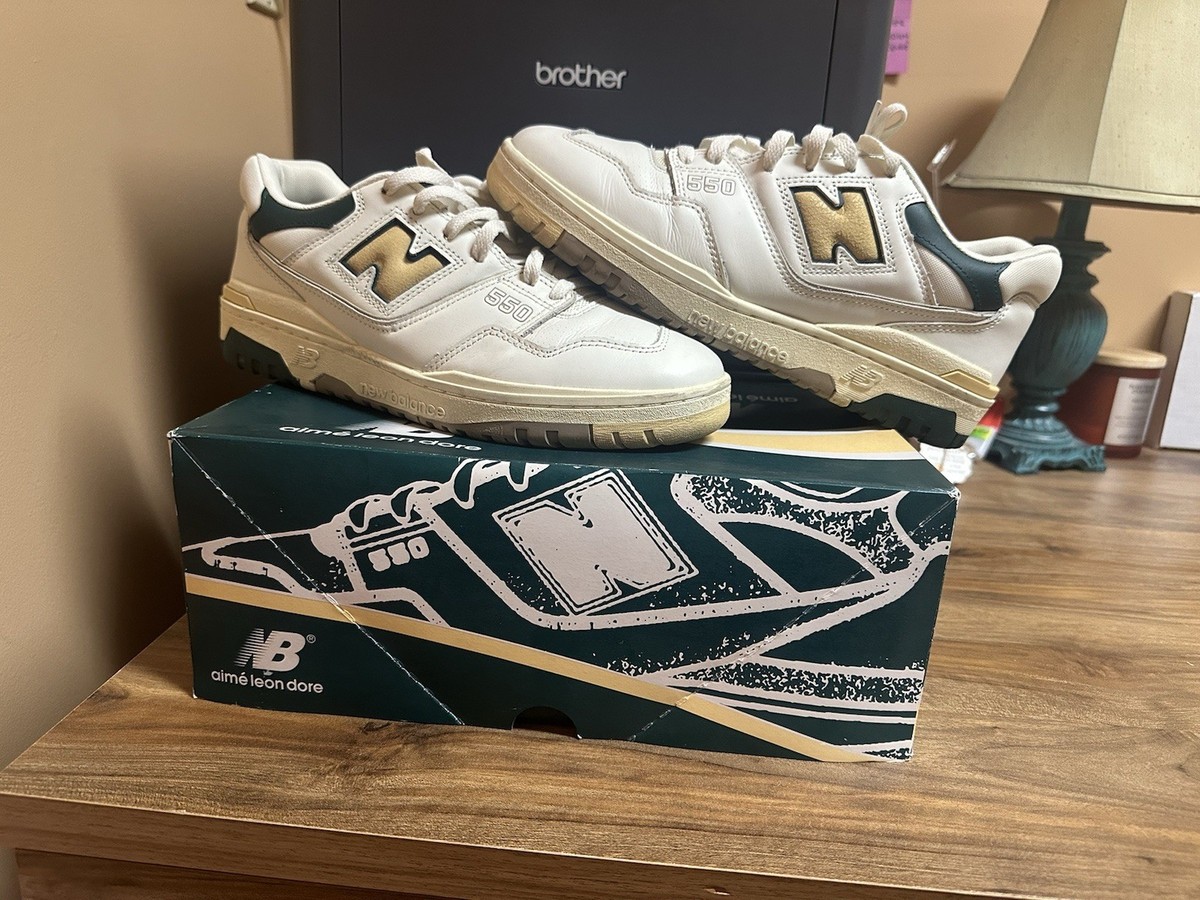 Size 9.5 - New‎ Balance Aimé Leon Dore x 550 Green Yellow BB550A2 New Balance 550 x Aime Leon Dore White Green Yellow  main image 2