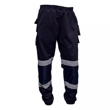 High Visibility Work Trousers Jogger Hi Viz Reflective Cargo Jogging Bottoms